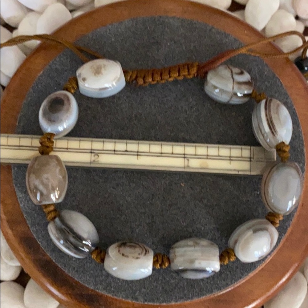 Beautiful Oval Gray Agate Adjustable Bracelet - image 3